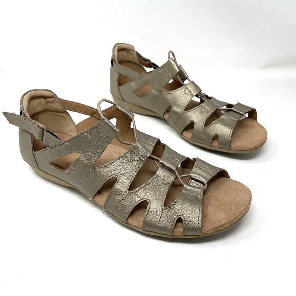 Earth Origins Bea Comfort Gladiator Slip on Sandals Shoes metallic Platinum 12 - Picture 1 of 12